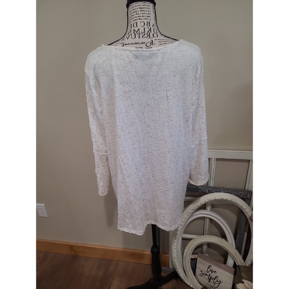 Style & Co. WOMENS sZ 2X boho V neck top with embroidery trim from  3/4 Sleeve - Picture 4 of 10